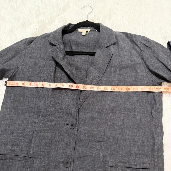 Women Eileen Fisher Linen Denim Two Button Lightweight Blazer Black Extra Small - Picture 5 of 8